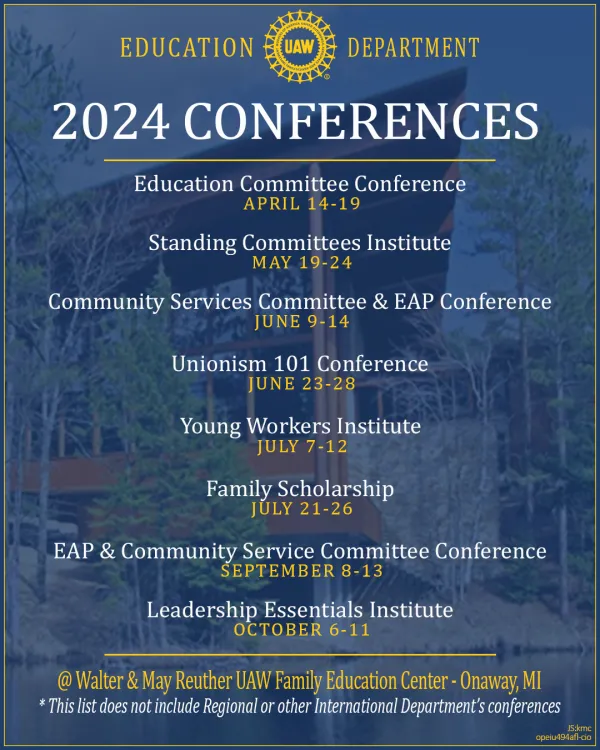 2024 UAW Education Conferences Schedule